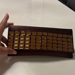 Brown Clutch with Gold Accents